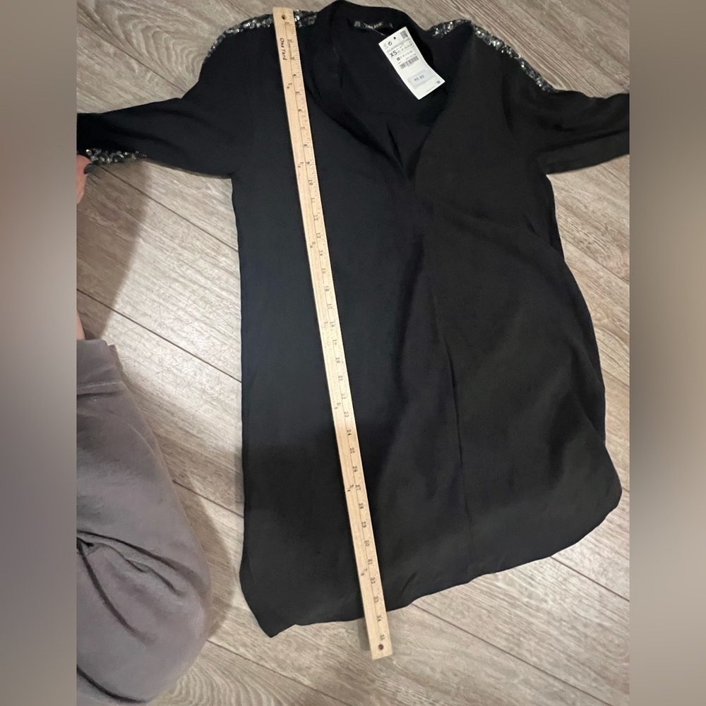 ZARA BASIC Tunic Dress Pullover Sequins Black Lyo… - image 6